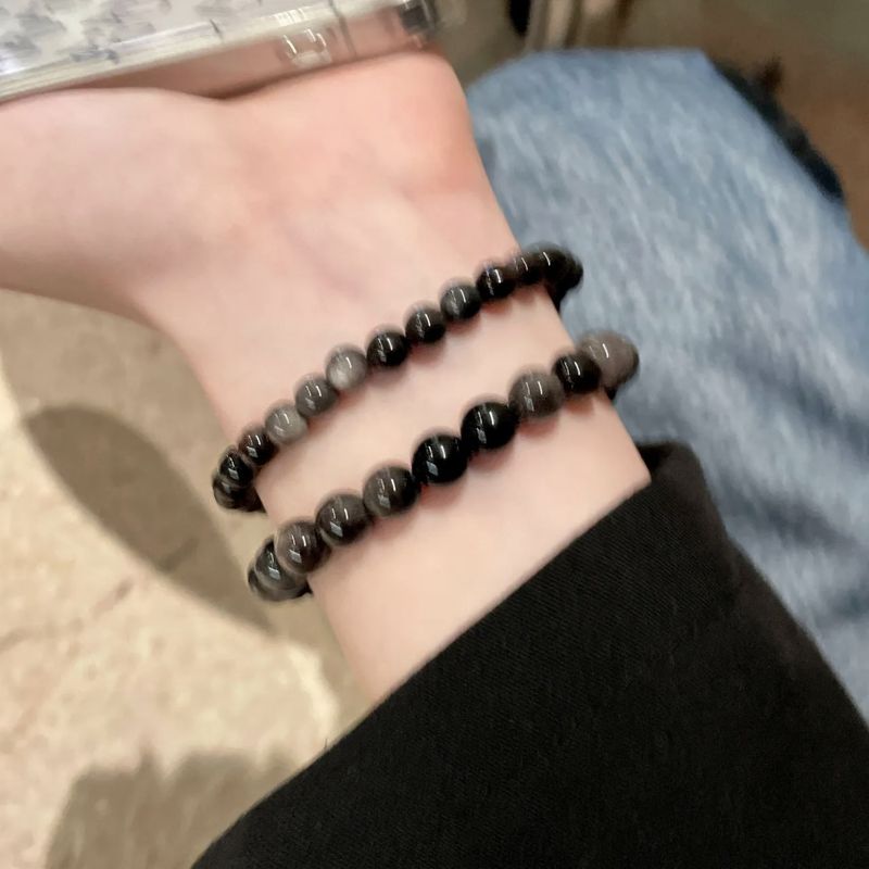 Sommer-Obsidian-Armband, Atmosphäre, mehrschichtiger Naturstein, Perlenschmuck, Licht 2025, High-End-Geschenk für die Freundin_voghion.com
