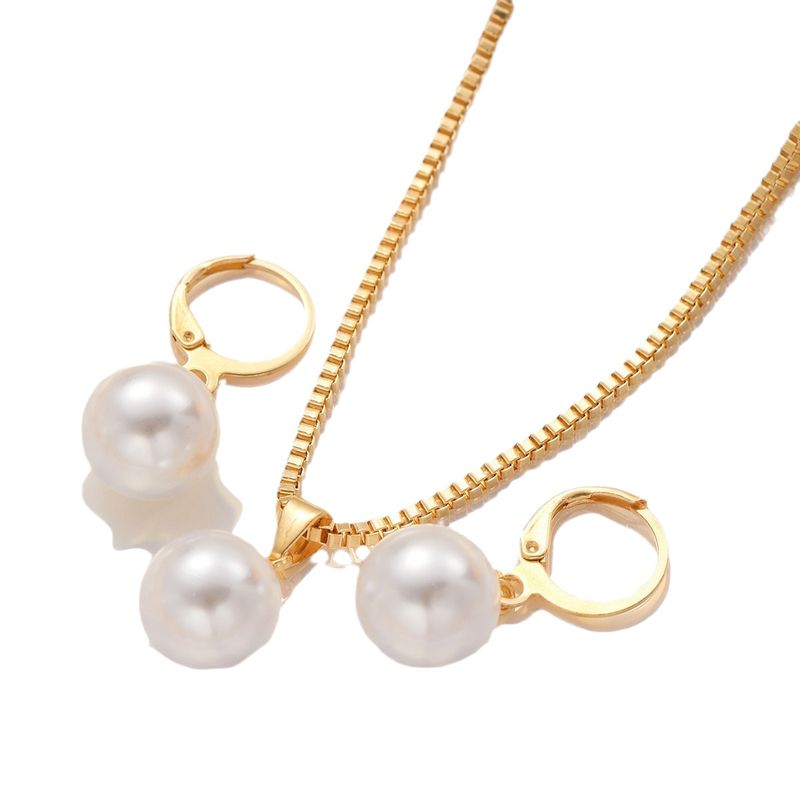 Set di orecchini e collane pendenti versatili per donna, gioielli di alta qualità, semplice ed elegante, con catena a clavicola di perle._voghion.com