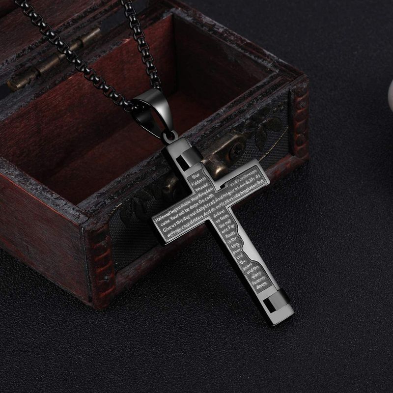 Unisex Titanium Cross Stainless Steel Necklace In Minimalist Style_voghion.com