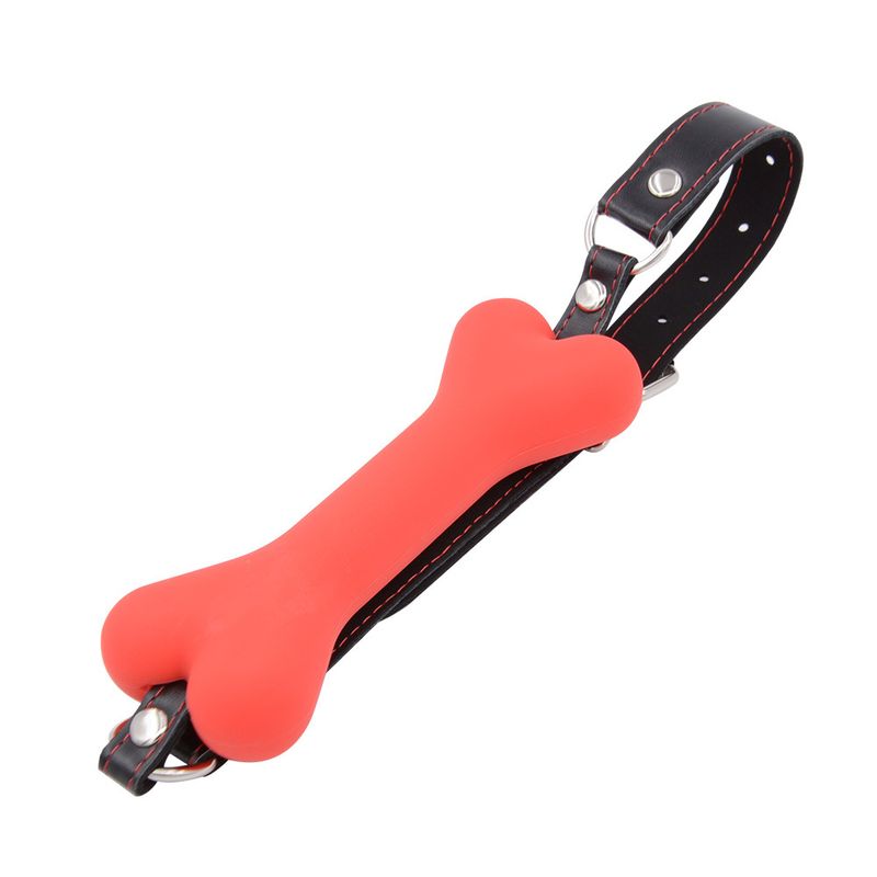 Silicone Dog Bone Gag - BDSM Ball Gag With Restraint Collar, Adjustable Bondage Gear For Couples_voghion.com