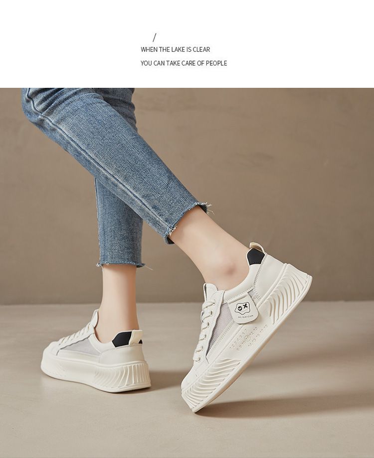 Sommer dünne atmungsaktive Damen 2024 neue Mesh-Sportbrett weiße Ballschuhe_voghion.com