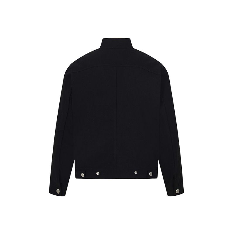 Washed Canvas Harrington Men's Trendy Brand Autumn American Style Short Stand Collar Loose Cool Workwear Jacket_voghion.com