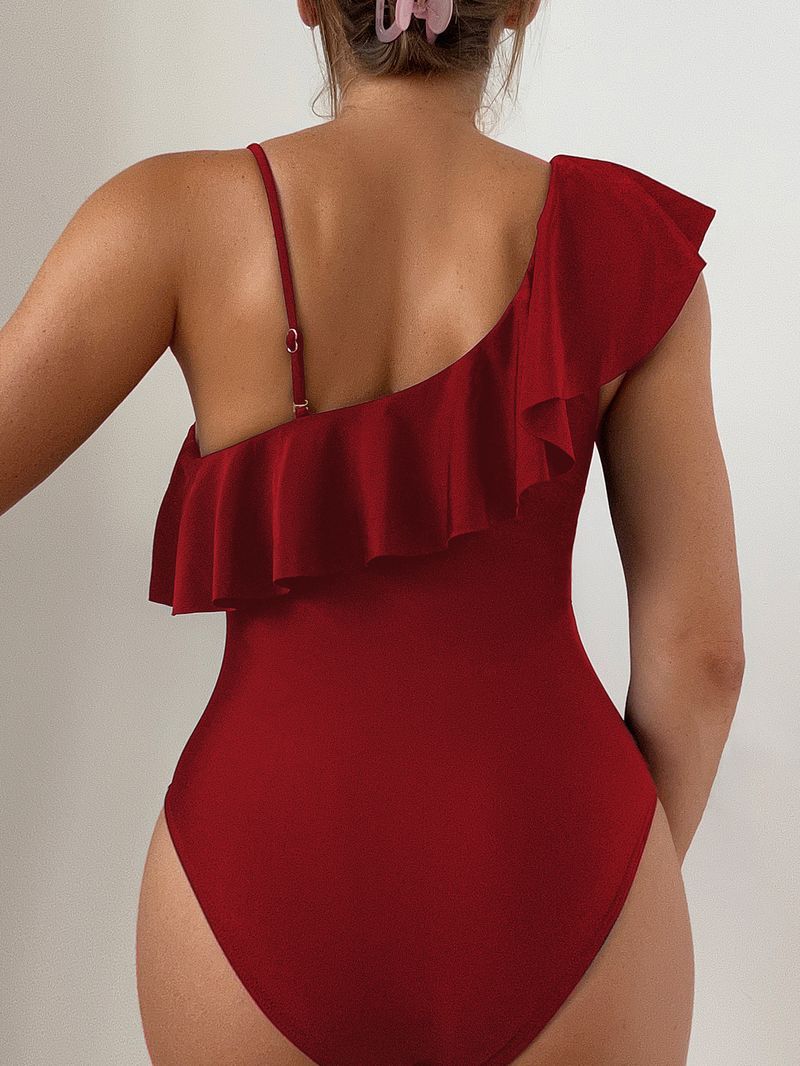 2025 Nuovo multicolore legno orecchio bordo spalla maglia cava sexy costume intero da bagno femminile europeo e americano straniero_voghion.com