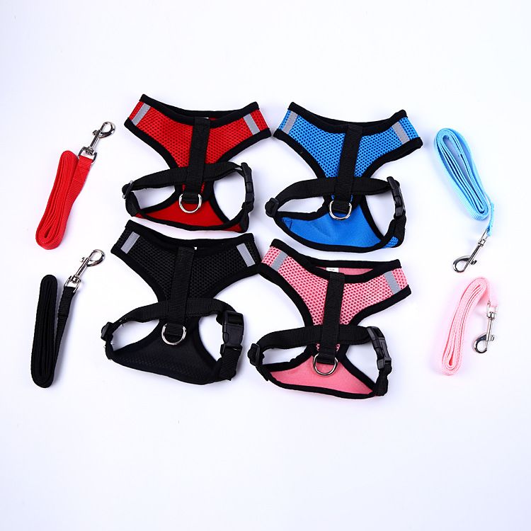 Pet Set Leash Breathable Mesh Dog Harness_voghion.com