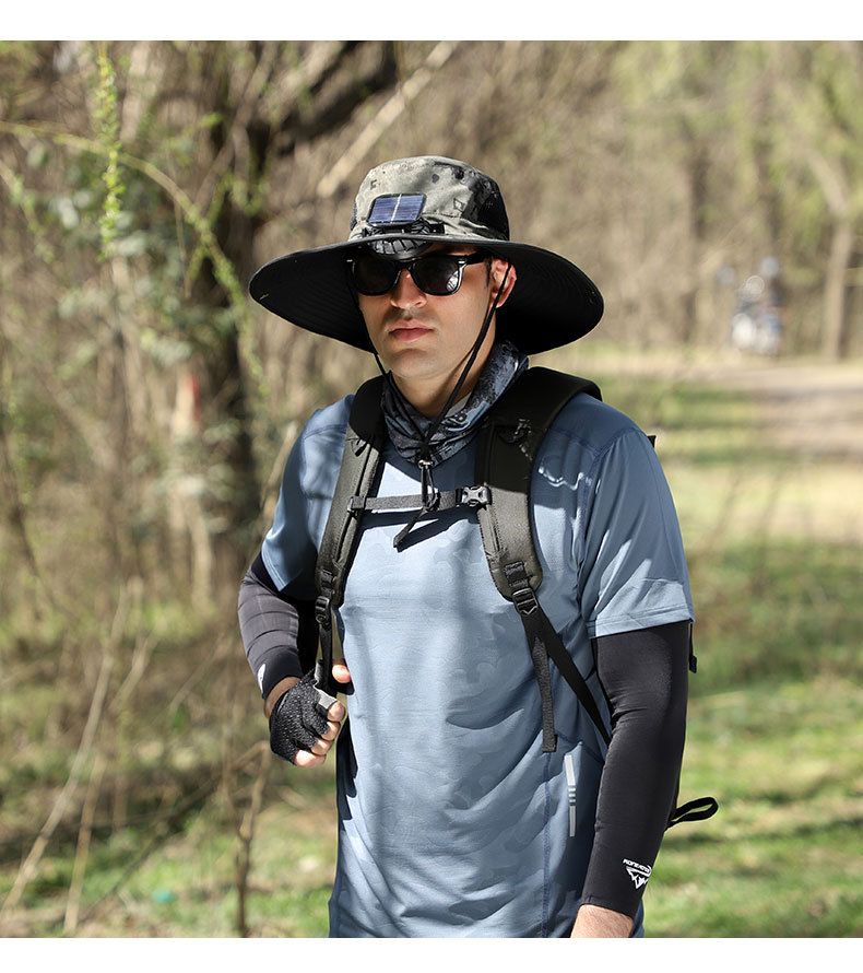 Solar-Powered Cooling Hat With Detachable Fan & Wide Brim - UPF50+ Sun Protection For Fishing/Hiking_voghion.com