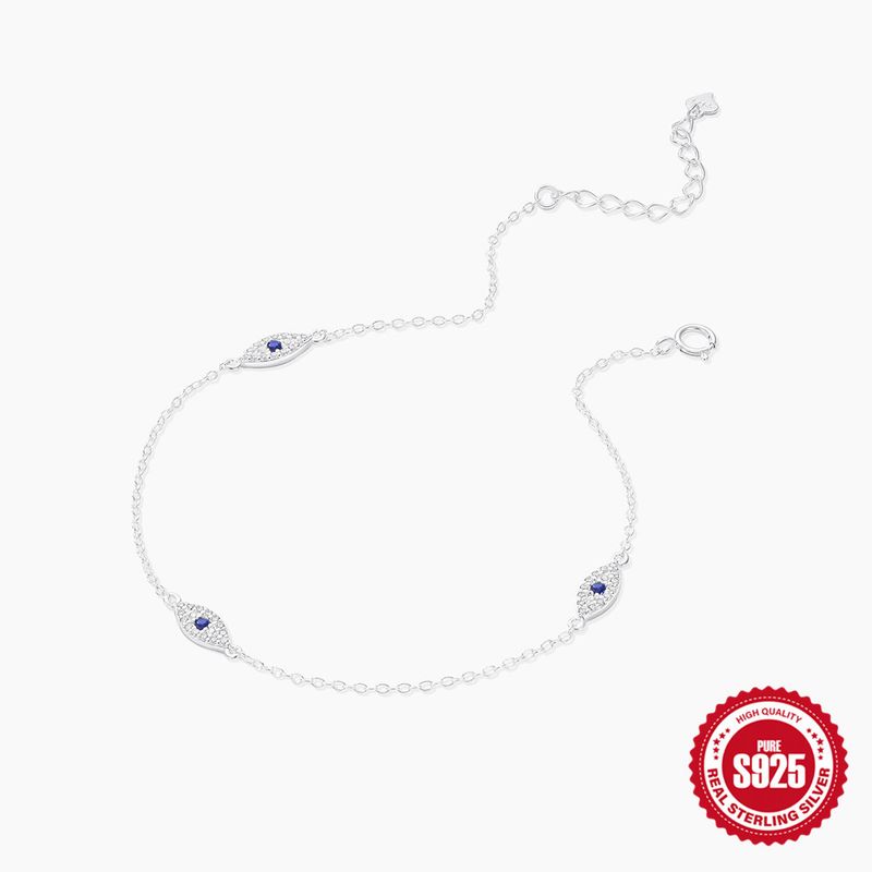 S Ciondolo regolabile in argento puro con malocchio, versatile ed elegante cavigliera tempestata di diamanti per donna_voghion.com