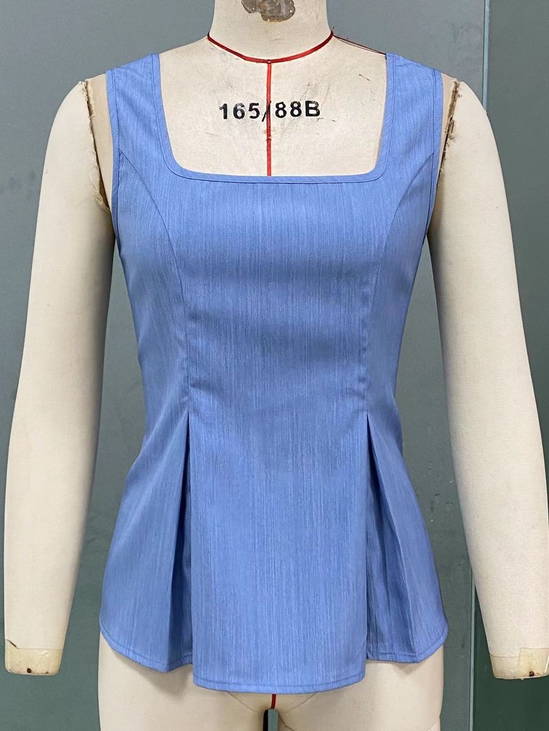Damenbekleidung Ärmelloses Hosenträger-Top mit Kordelzug Kleine Weste Schlanker Pullover_voghion.com