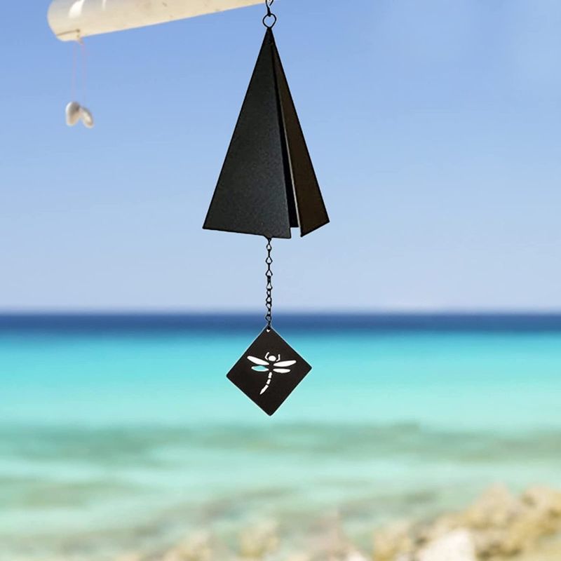 【 Tasso di recensione positiva del 90% 】 Campanello a vento creativo a forma di triangolo, decorazione per cortile, suono di campana, tubo di ferro in metallo_voghion.com