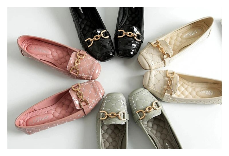 P7 femmes chaussures plates 2023 nouveau décontracté mode sans lacet ballerine femme chaussures plates en cuir verni mocassins dames printemps automne_voghion.com