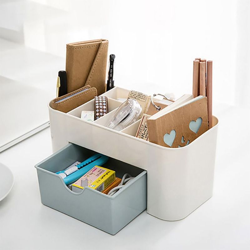 Plastic Cosmetic Organizer - 5-Drawer Makeup Storage Box Clear Vanity Case With Mirror Desktop Size_voghion.com