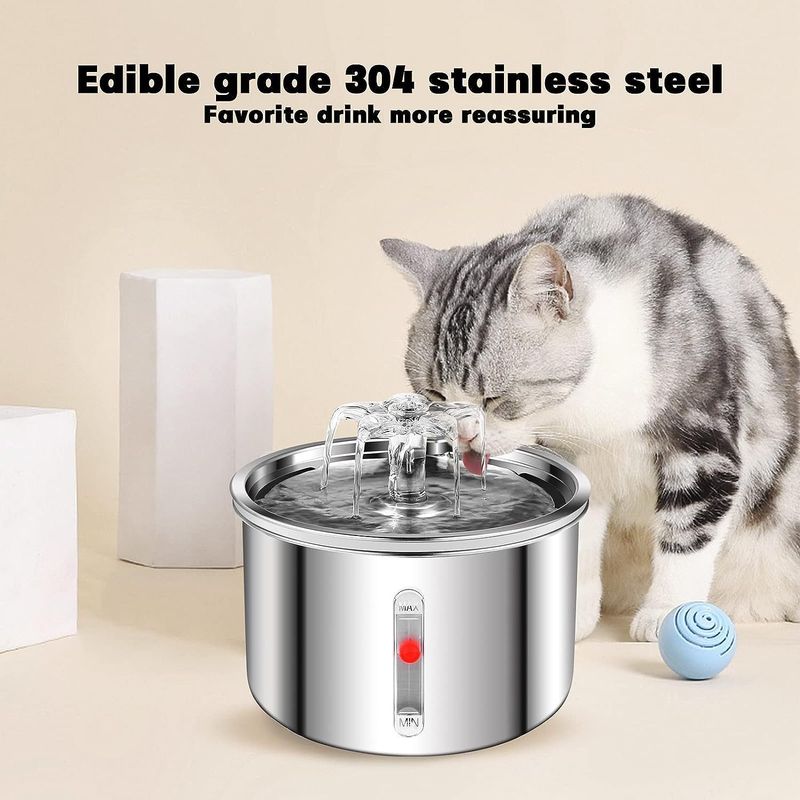 Pet stainless steel visual window, cat automatic dispenser, small flower fountain, intelligent water feeding supplies_voghion.com