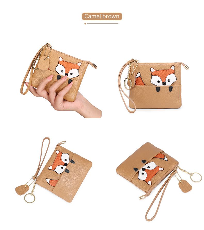 Japanese ultra-thin card creative bag, keychain, cute mini zipper, leather coin purse, women's small wallet_voghion.com