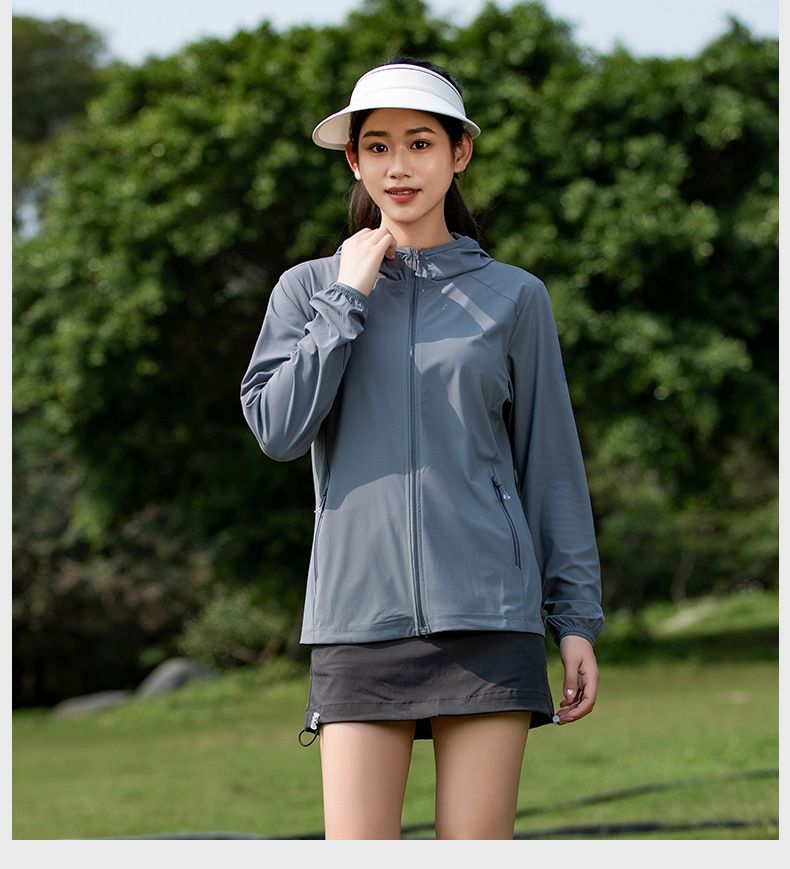Felpa con cappuccio leggera con protezione solare - Maglia con filtro UV UPF 50+, traspirante, a maniche lunghe, per attività all'aperto e sport estivi (vestibilità ampia)_voghion.com