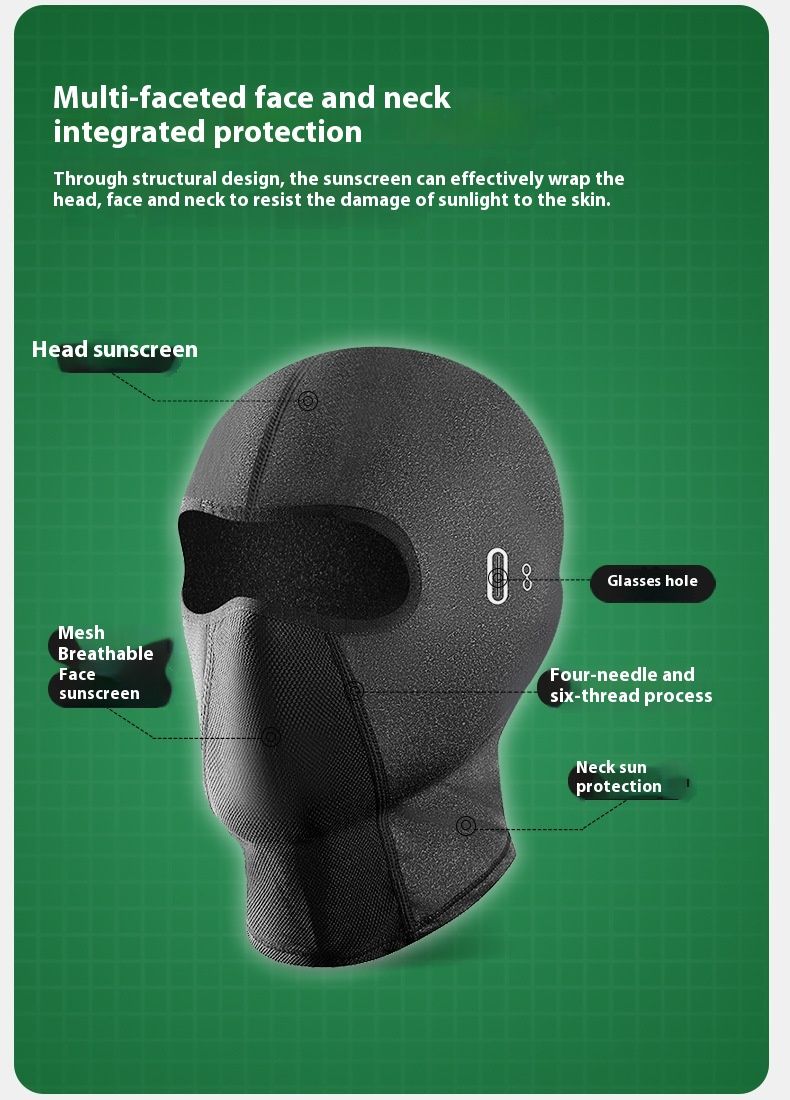 Riding Sun Mask, Motorcycle With Inner Lining Of Men's Women's Ice Silk Scarf, Spring And Summer UV Protection Hood Mask_voghion.com