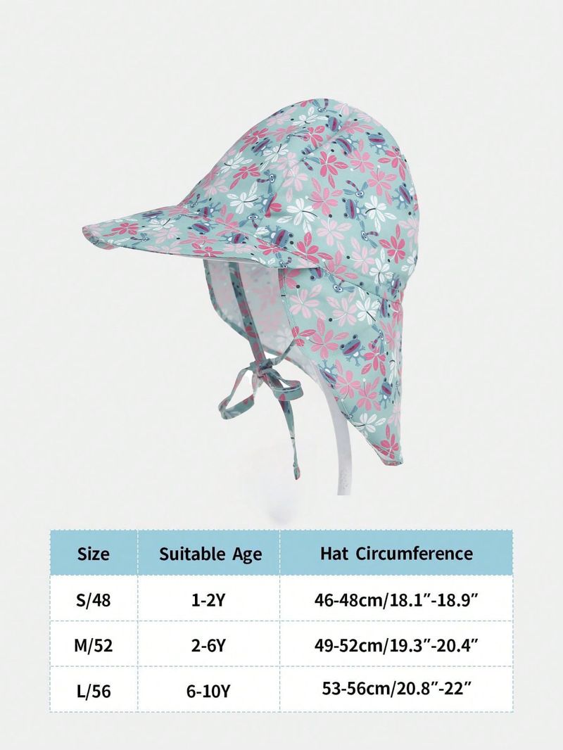 1 x Sonnenhut für Säuglinge/Kleinkinder, für Mädchen und Jungen, 6M-5Y, für den Außenbereich, breite Krempe, Nackenschutz, Sonnenschutz_voghion.com