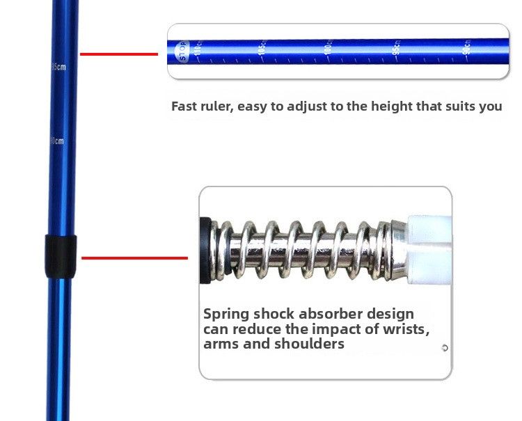 Jungle Leopard Curved T-Handle Four-Section Trekking Pole Aluminum Alloy 6061 Multi-Functional Stick For Fitness Walking_voghion.com