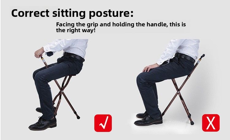Seat With Folding Anti-Slip Chair Stool, Multifunctional Walking Stick For Elderly_voghion.com