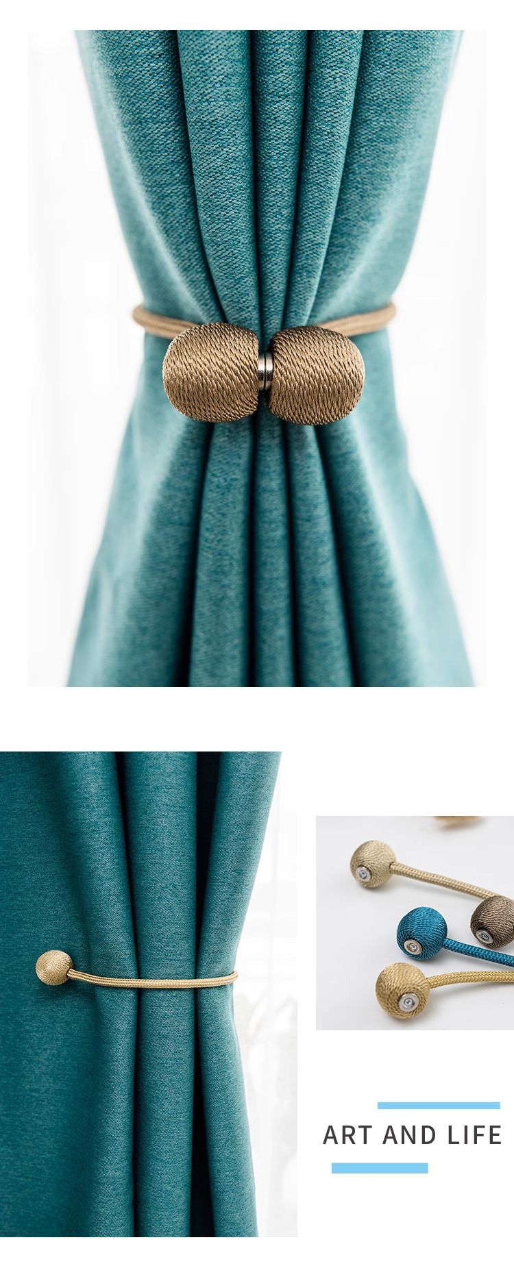 Hebilla de cortina con bola magnética de succión magnética de alta resistencia para muebles del hogar, cuerda de amarre, auricular, accesorios para cortina_voghion.com