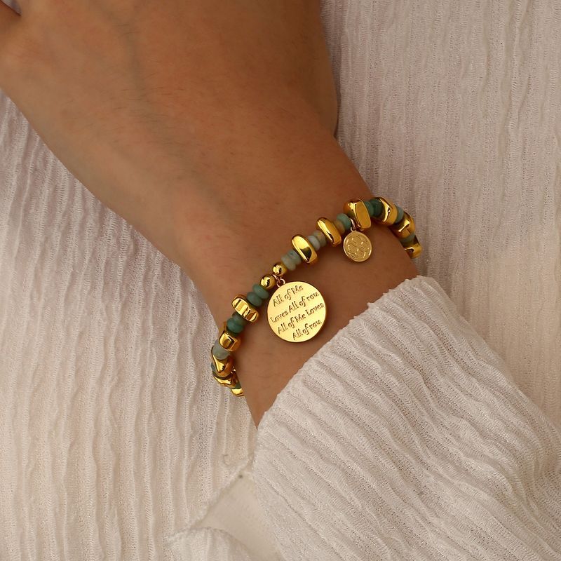 Braceletten & Armrängen Einfach Gravur fir Léift auszedrécken Bracelet Moud Héichwäerteg Chalcedonperlen_voghion.com