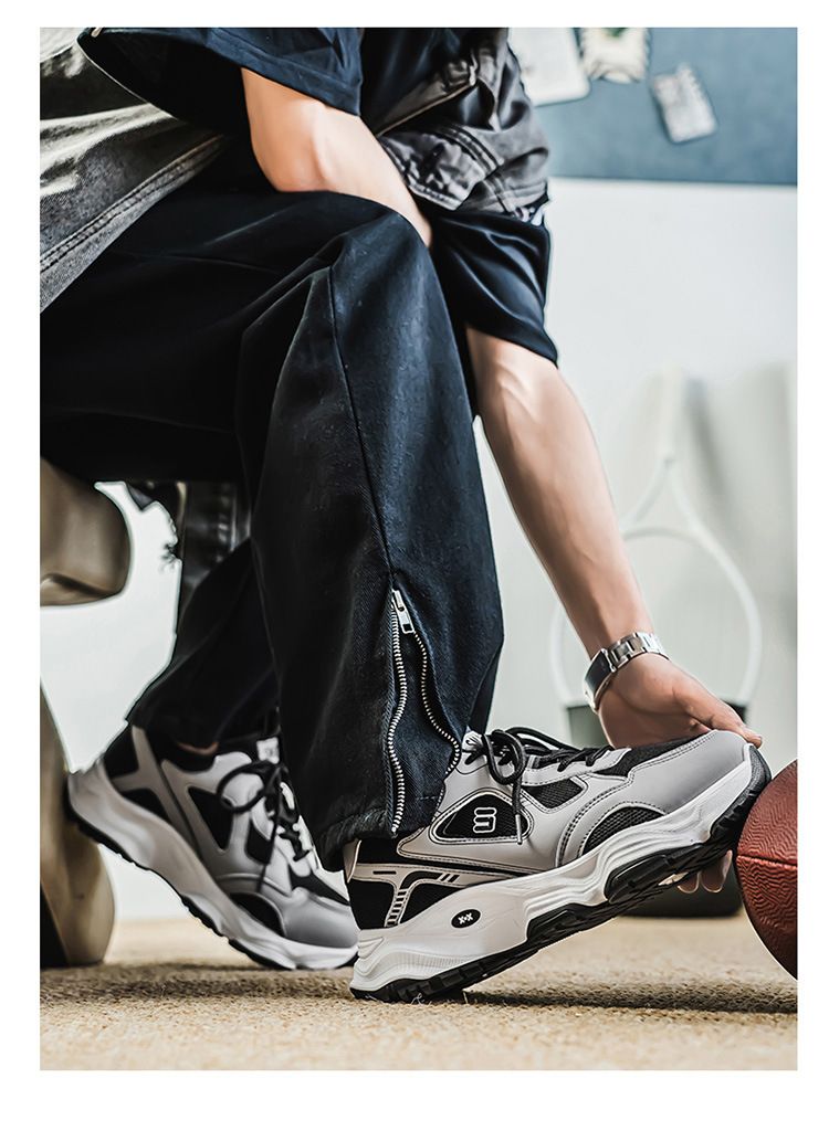Spring Summer New Breathable Mesh Men's Sports Trendy Versatile Thick Sole Casual Dad Shoes_voghion.com