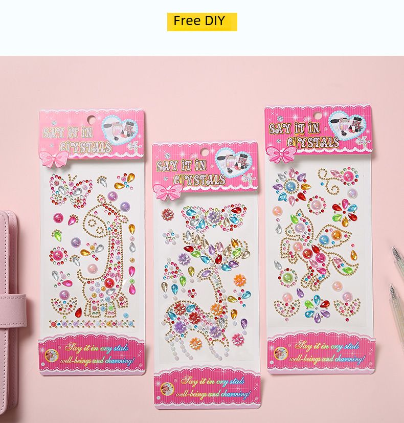 Urgent order in stock animal diy diamond sticker acrylic sticker decoration mobile phone water Cup diamond sticker multi-specification customization_voghion.com
