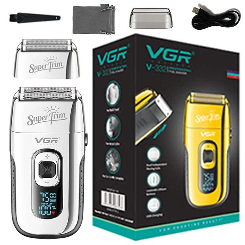 VGR Rechargeable 3-Speed Beard & Hair Shaver For Men Bald Head Shaving hine Barber Electric Razor With Extra Mesh_voghion.com