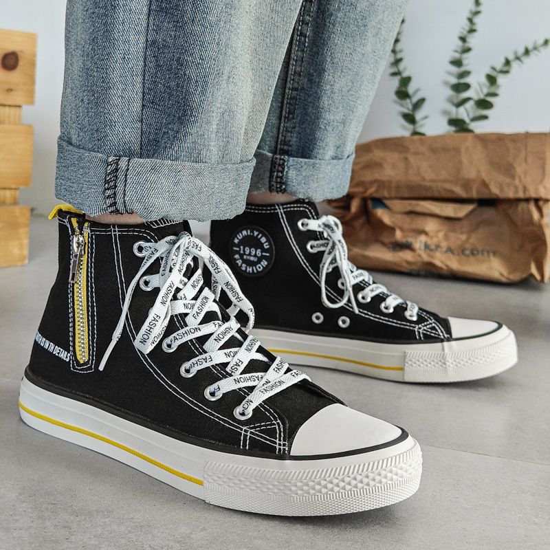 VASIBAEN High Top Canvas Men 2025 Spring New Small Form Design Korean Board Shoes For Men's Versatile Instagram Trend_voghion.com