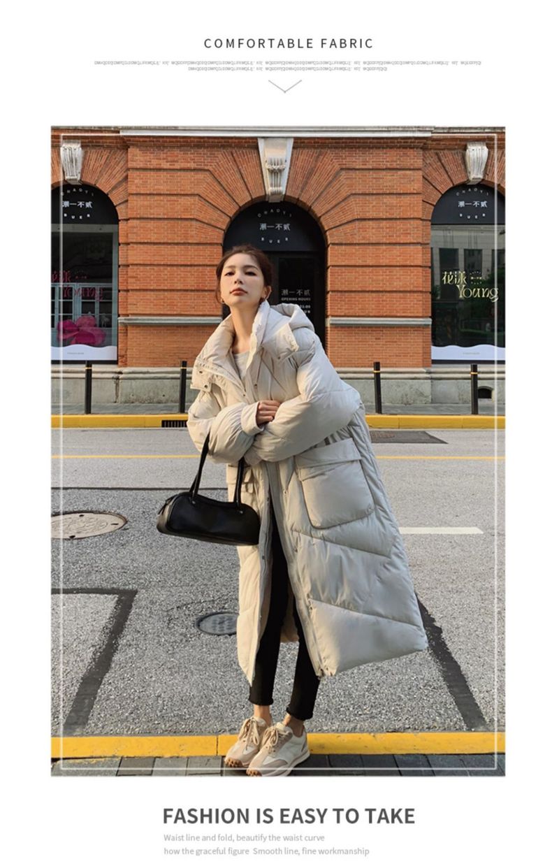 Giacca lunga da donna in cotone imbottito fino al ginocchio. La giacca coreana oversize in cotone imbottito ha un senso del design._voghion.com