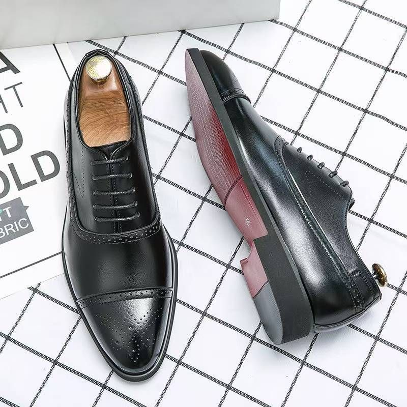 Cot Performance Oxford Herren Rote Sohle Fahion Buine Casual Party Bankett Täglich Retro Geschnitzt Schnürschuh Brogue Dre_voghion.com