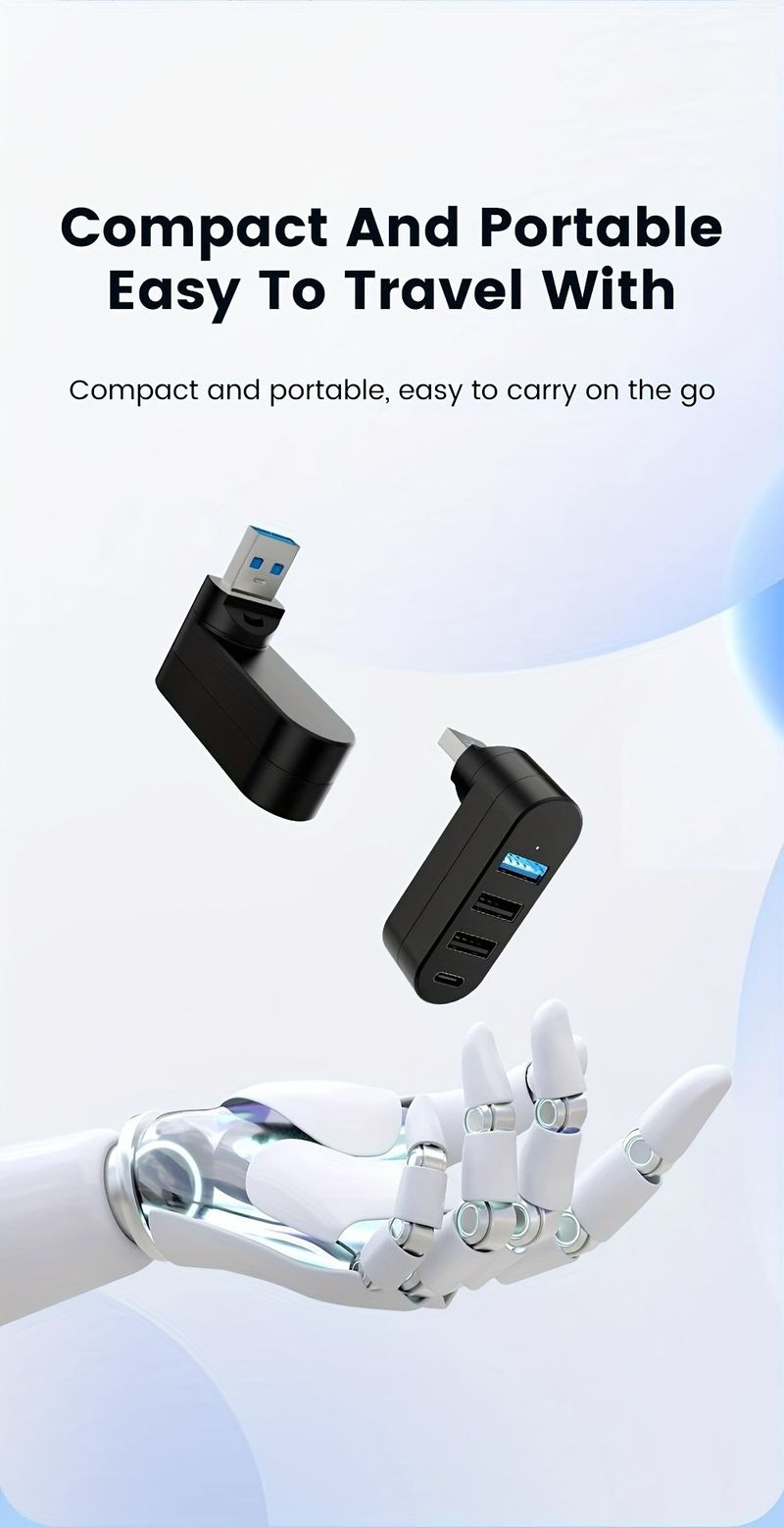 4 IN 1 180 Degree Rotation Port Multi Type-C Splitter Power Adapter Multiple Expander 2.0 USB 3.0 Hub For PC_voghion.com