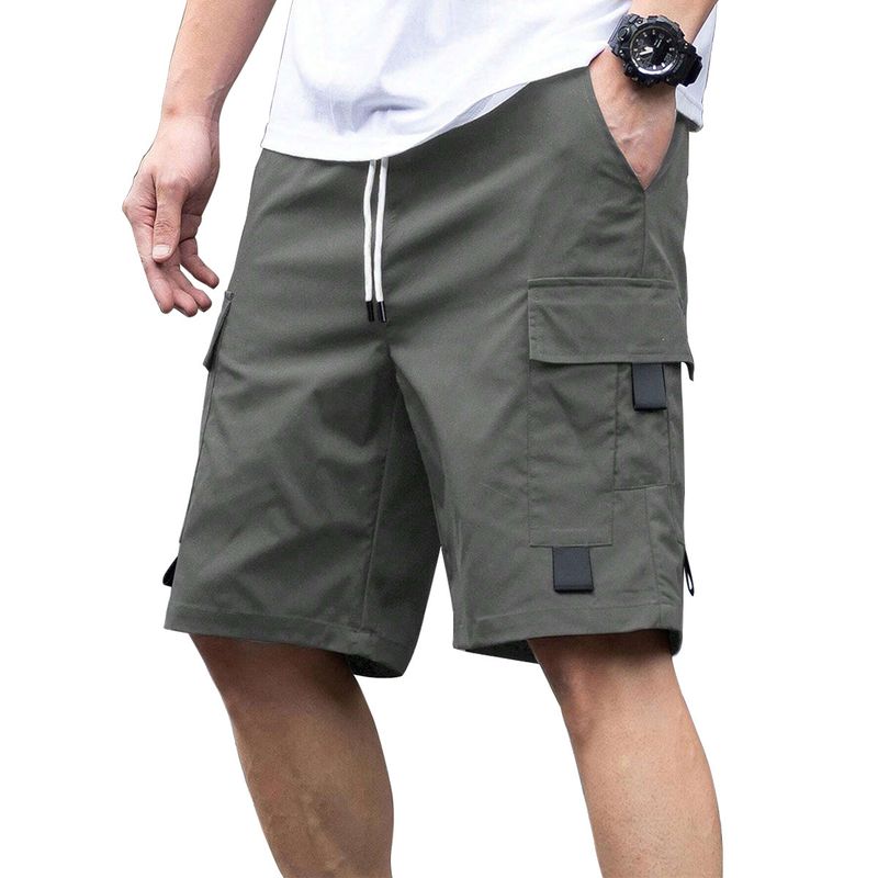 Ongeëvenaarde kwaliteit Ongeëvenaarde kwaliteit 2025 Werkkleding Shorts Losse rechte pijpen Heren Zomer Multi Pocket Trekkoord Knappe vijfkwartbroek_voghion.com