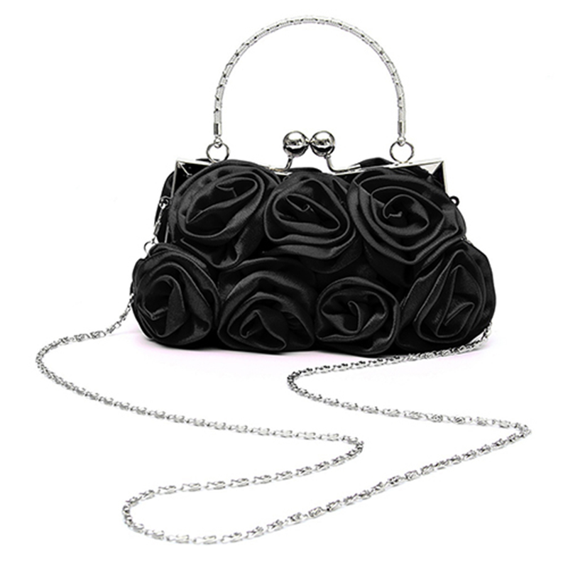 Kjiuyou Borsa a mano in seta con motivo a rose e fiori da donna, pochette da sposa per matrimoni, serate e feste_voghion.com
