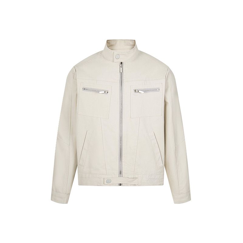 Washed Canvas Harrington Men's Trendy Brand Autumn American Style Short Stand Collar Loose Cool Workwear Jacket_voghion.com