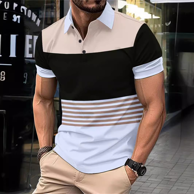 Summer Men's Casual Short-sleeved Polo Shirt Solid Color Lapel Fashion Business Breathable Comfortable Short-sleeved T-shirt_voghion.com