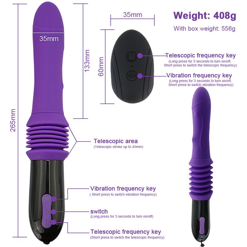 Dildo vibratore per punto G, stimolatore anale per clitoride e capezzoli, con modalità di vibrazione telescopica, giocattolo sessuale per adulti_voghion.com