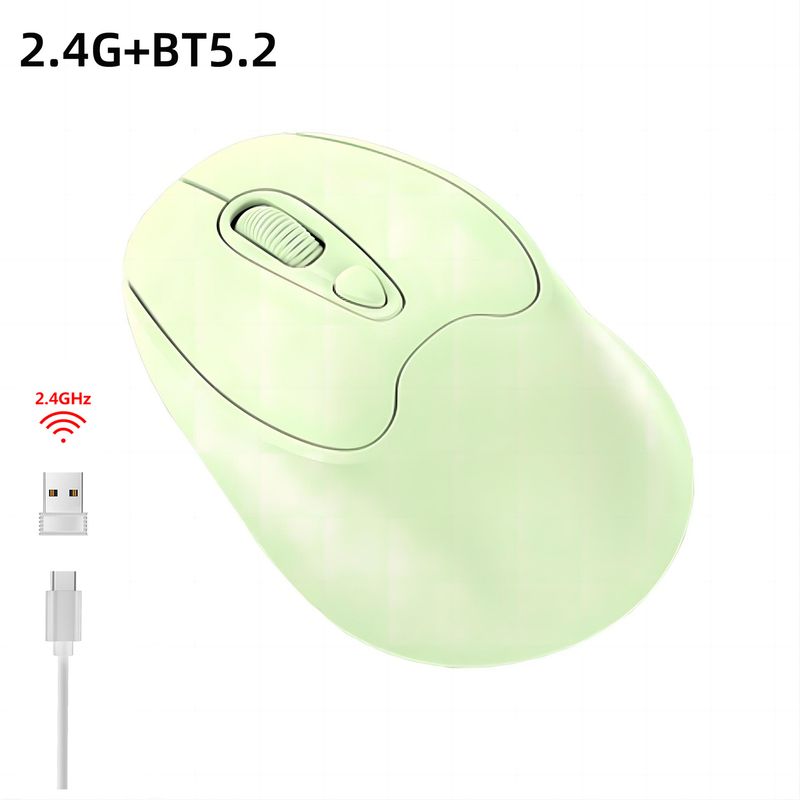 New dual-mode wireless mouse 2.4G+BT5.2 charging 4D silent ergonomics 1600dpi unisex_voghion.com