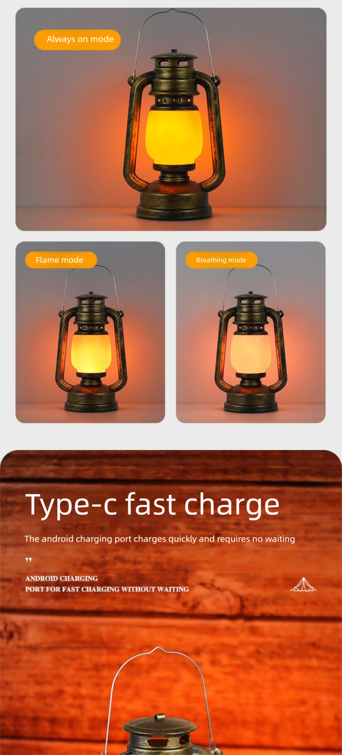 LED Rechargeable Bar Creative Qingba Decorative Table Iron Art Outdoor Camping Kerosene Lamp Lantern_voghion.com
