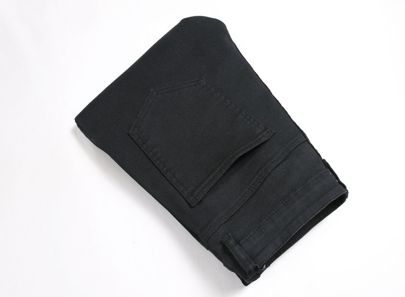 Men's Spot personalisierte handbemalte Pistolenspray-Jeans mit fünfzackigem Stern in Stretch-Schwarz mit kleiner gerader Mittelbund für Männer_voghion.com