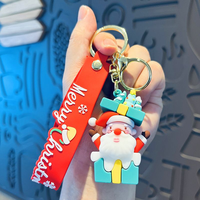 Cartoon süße Weihnachten Neujahr Geschenke Santa Claus Weihnachtsbaum Puppe Anhänger Schlüsselanhänger Anhänger_voghion.com