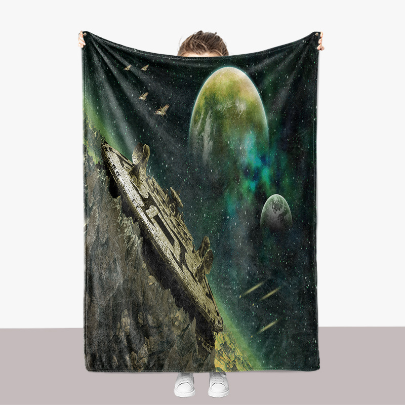 Verdickte Flanell-Decke mit 3D-Druck aus der Weltraumserie_voghion.com