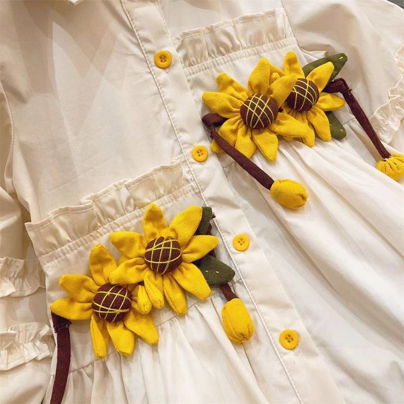 Abito da camicia a maniche lunghe girasole per ragazze Nuovo stile di abito Sen in stile straniero_voghion.com