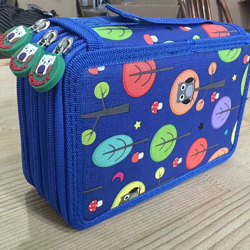 Houten gekleurde etui voor potloden van 32/52/72 - Draagbare organizer voor kunstbenodigdheden met 2/3/4 lagen, blauwe en roze opties, ideaal cadeau voor kinderen_voghion.com