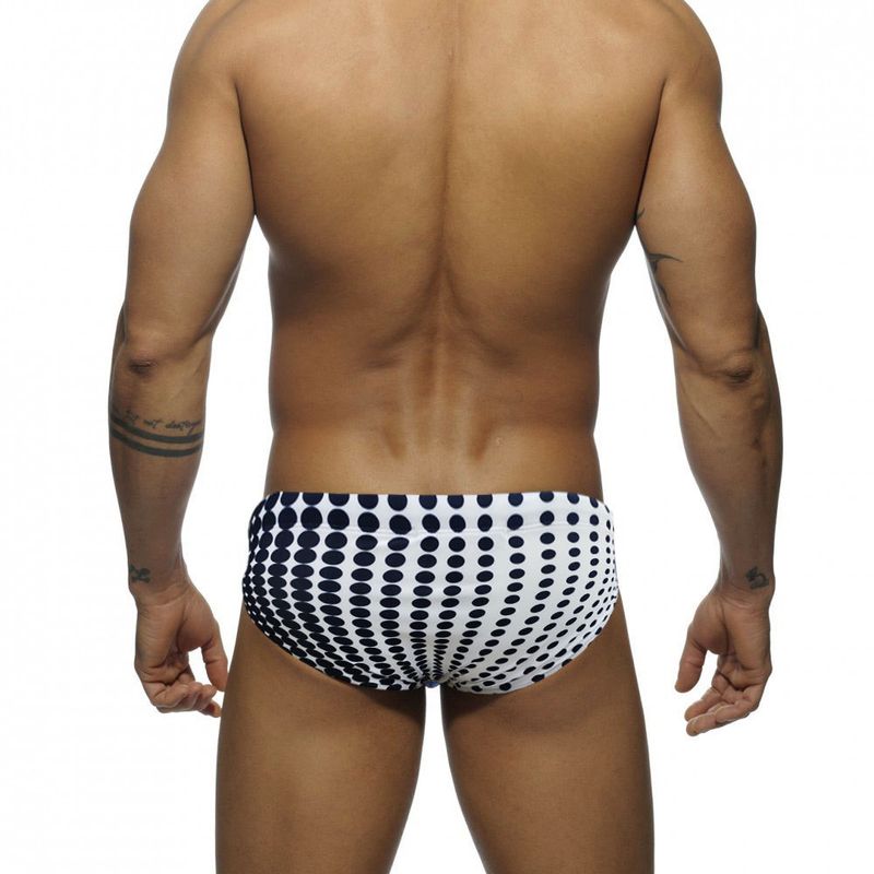 UXH Herren-Badehose mit Farbverlauf und Punkten, Dreieck-Design, mit Körbchen, modische Anti-Belichtungs-Badehose für Männer_voghion.com