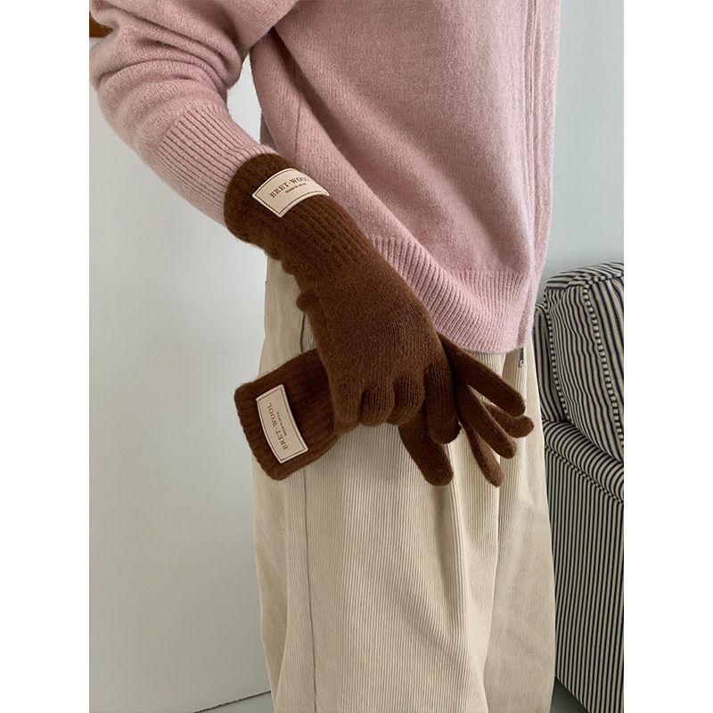 Bevat wollen touchscreen jaar kerst rode gebreide handschoenen voor vrouwen 2024 nieuwe winter warme fietskoude bescherming_voghion.com