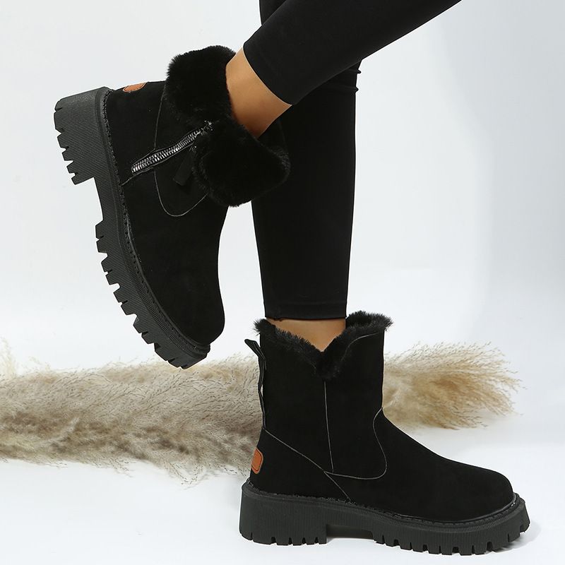 Snow 2024 Winter New Plush Lined Warm Cotton Shoes Plus Size Women's Boots_voghion.com