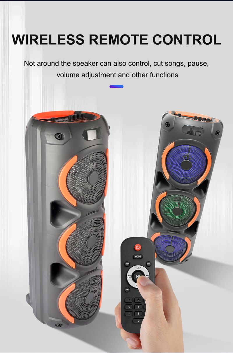 ZQS8305 Bluetooth reproduktor, tři 8palcové velké reproduktory, vysoce výkonný venkovní domácí karaoke systém s velkým stereo systémem_voghion.com