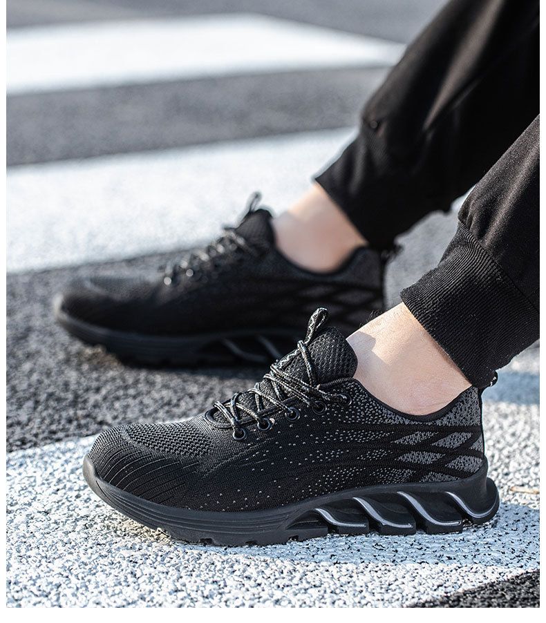 Men’s Shoes Summer Labor Protection Shoes For Men Flying Mesh Surface Breathable Steel Baotou Anti-smashing And Anti-stabbing Protective Shoes_voghion.com