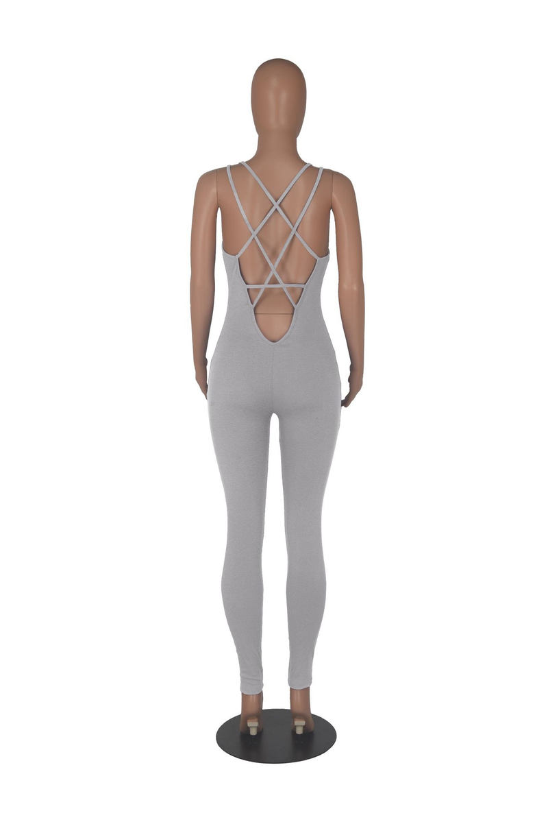 Einfarbiger, enger Yoga-Overall für Damen mit hoher Taille_voghion.com