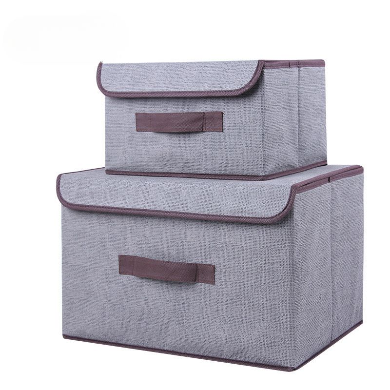 Scatola portaoggetti pieghevole in tessuto di lino, per indumenti e articoli vari, portatile, antipolvere, con coperchio, scatola portaoggetti pieghevole all'ingrosso_voghion.com