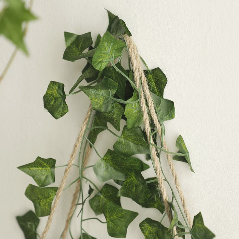 Handmade hemp rope woven flower pot wall hanging Christmas simulation spring ivy LED luminous storage rack_voghion.com